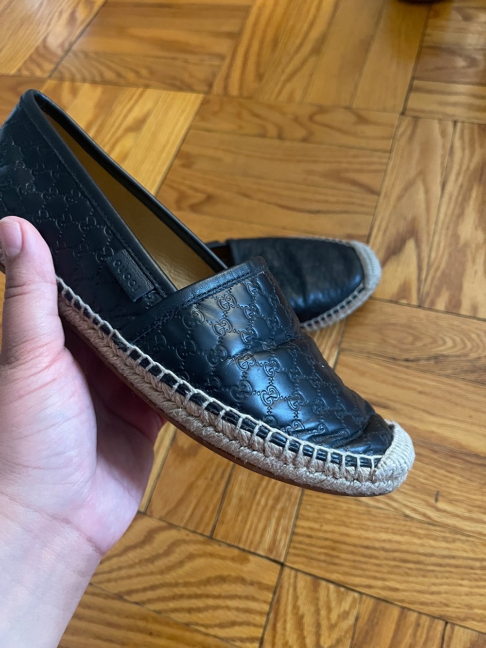 Gucci Microguccissima Monogram Pattern Leather Espadrilles Quiet Luxury - Picture 4 of 15